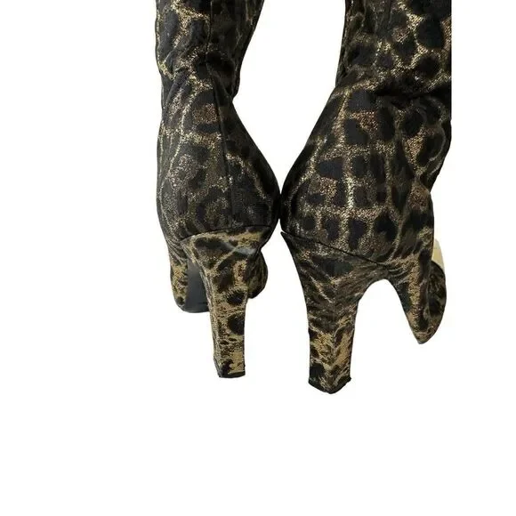 Saint Laurent Gold and Black Over the Knee Boots - Picture 9 of 14